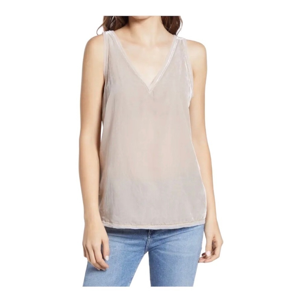 Chelsea28 Velvet Raw Edge Tank Top Size XS